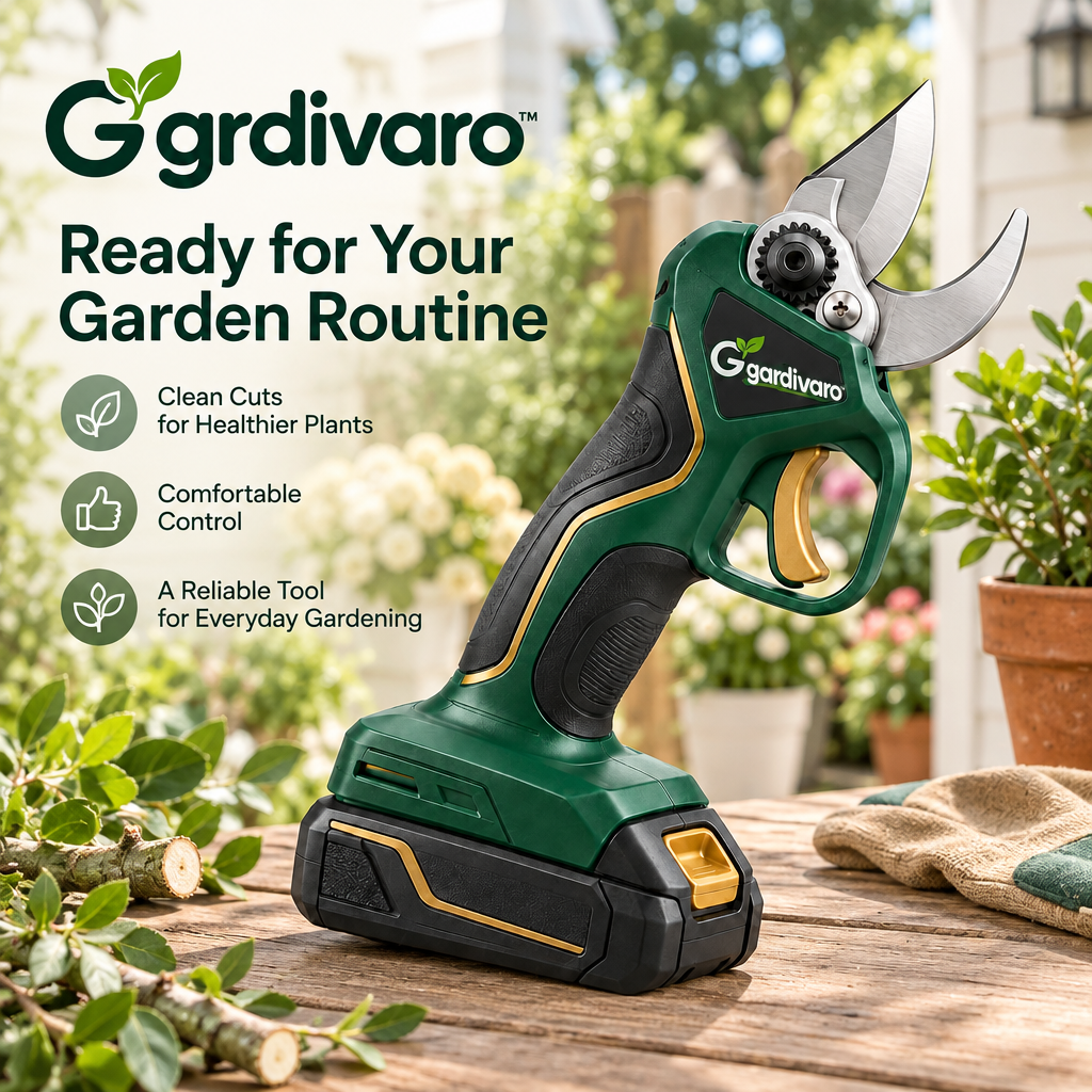 Gardivaro™ Cordless Electric Pruning Shears - garden lifestyle and features