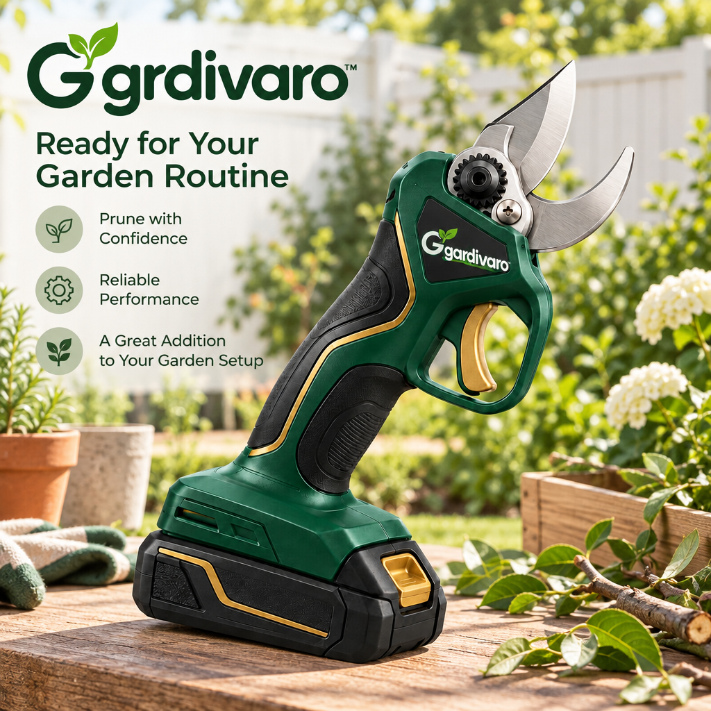 Gardivaro™ Cordless Electric Pruning Shears - garden lifestyle and features