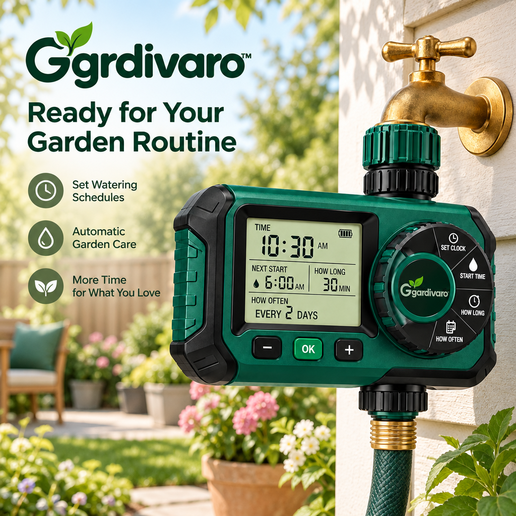 Gardivaro™ Automatic Garden Watering Timer - garden lifestyle and features