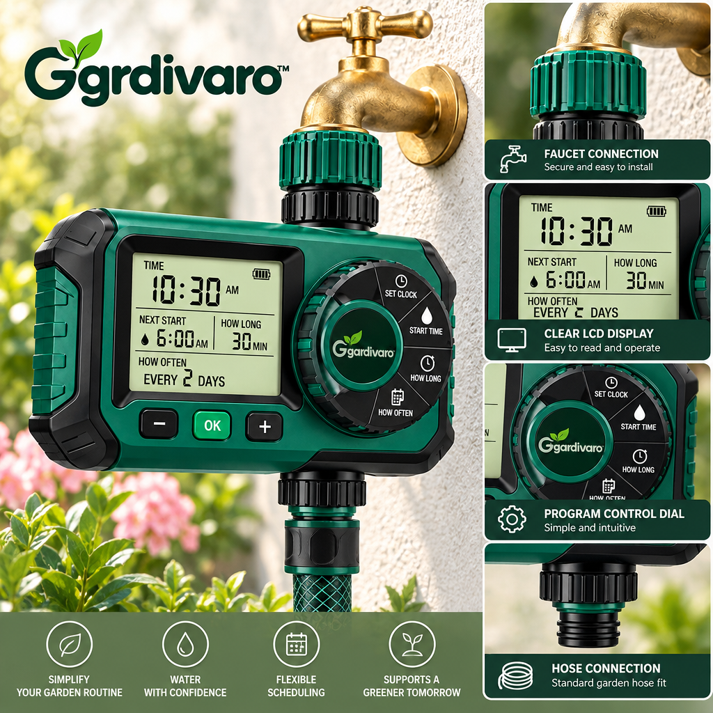 Gardivaro™ Automatic Garden Watering Timer - garden lifestyle and features