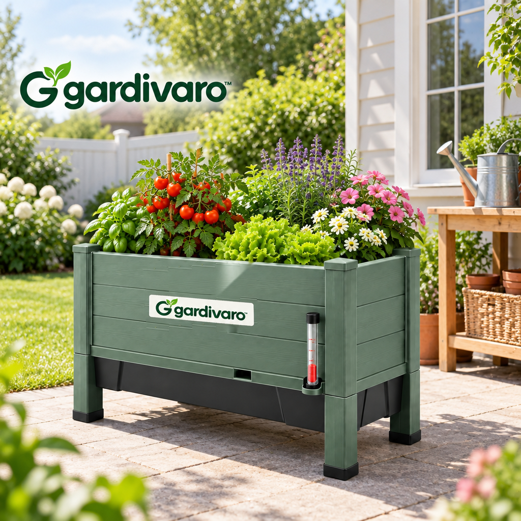 Gardivaro™ Self-Watering Planter Box Set - garden lifestyle and features