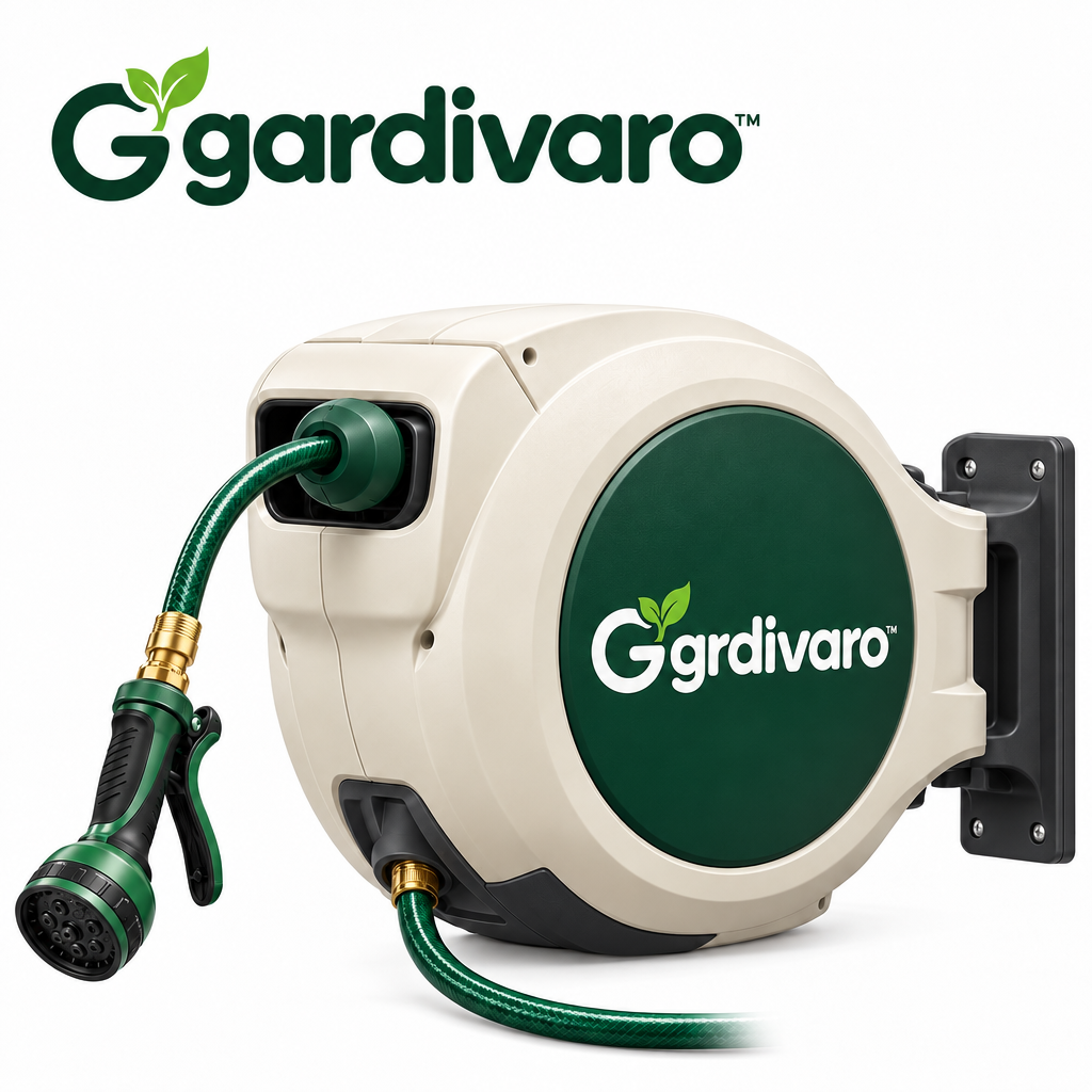 Gardivaro™ Retractable Garden Hose Reel - white background product view