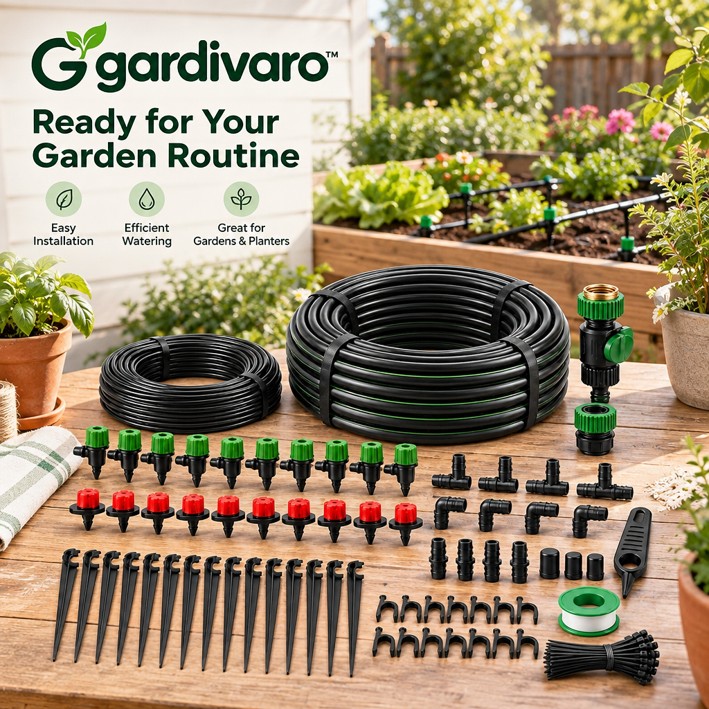 Gardivaro™ Garden Drip Irrigation Kit - garden lifestyle and features