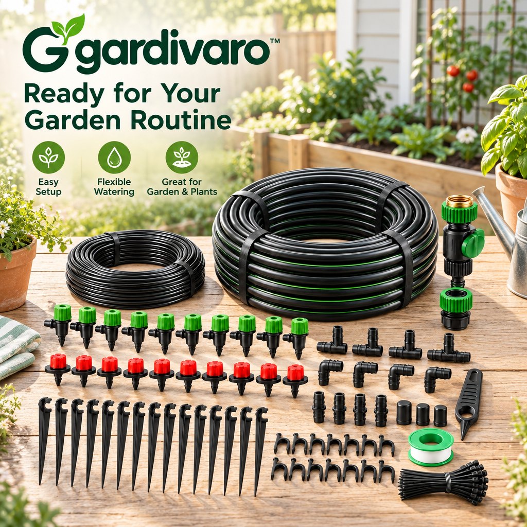 Gardivaro™ Garden Drip Irrigation Kit - garden lifestyle and features