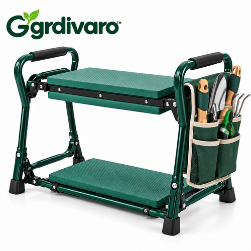 Gardivaro™ 2-in-1 Folding Garden Kneeler & Seat - white background product view