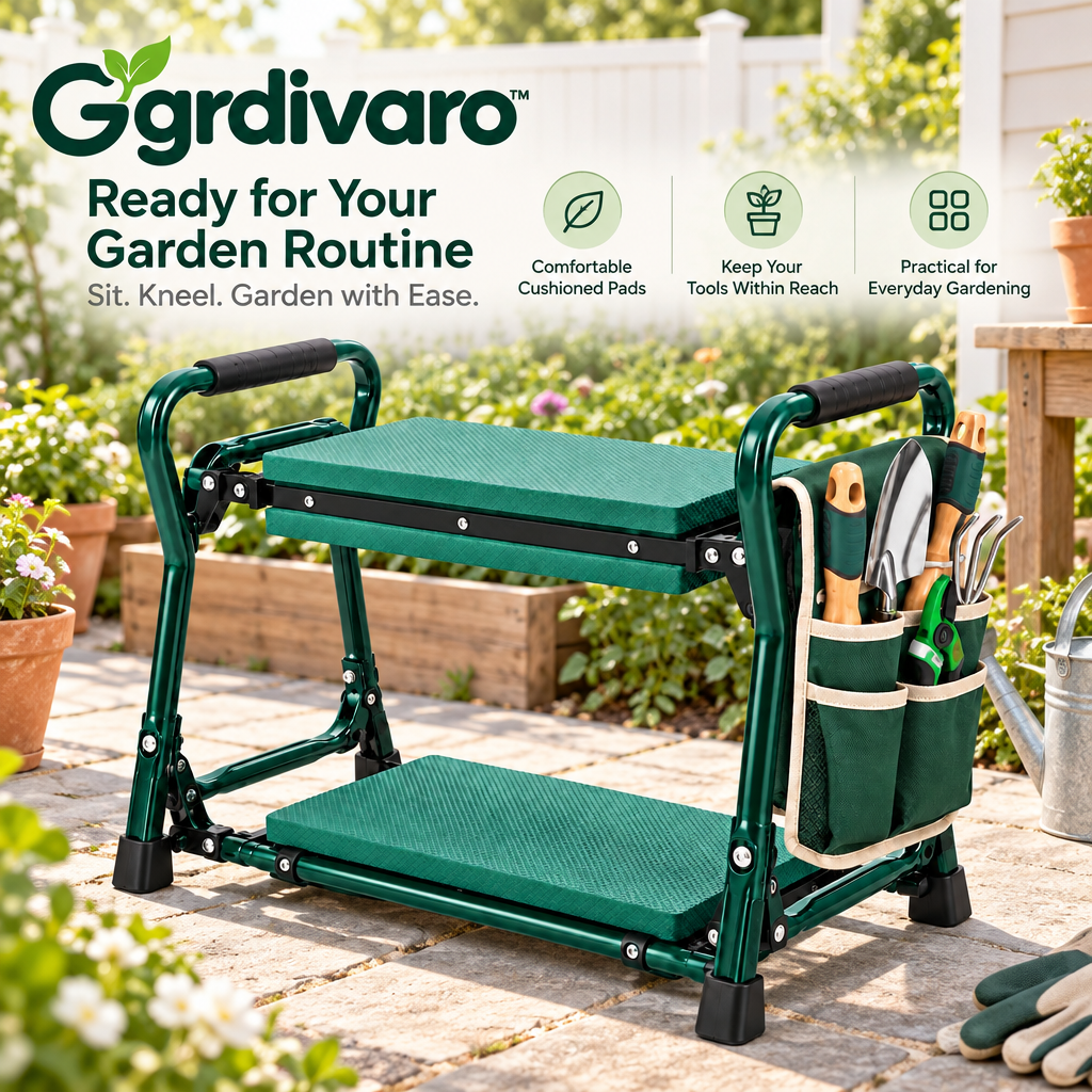 Gardivaro™ 2-in-1 Folding Garden Kneeler & Seat - garden lifestyle and features