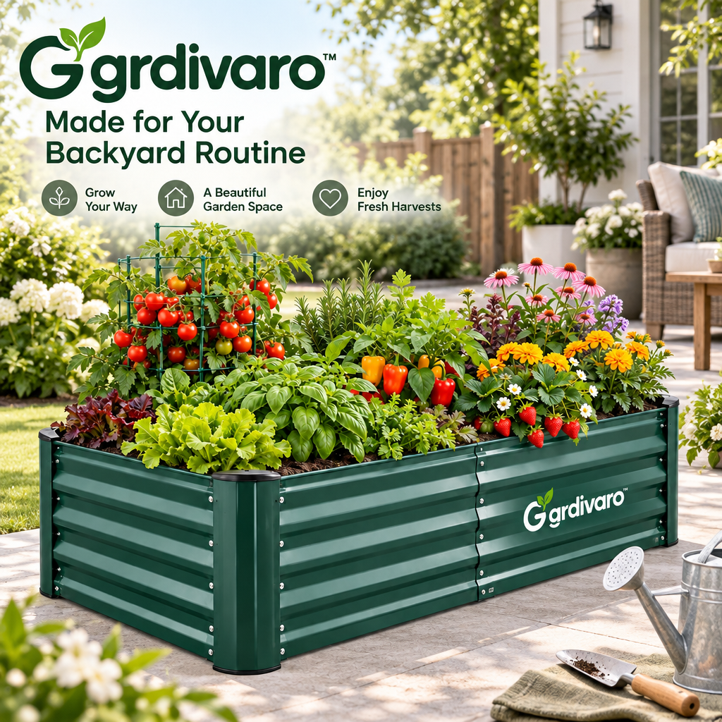 Gardivaro™ Raised Garden Bed - garden lifestyle and features