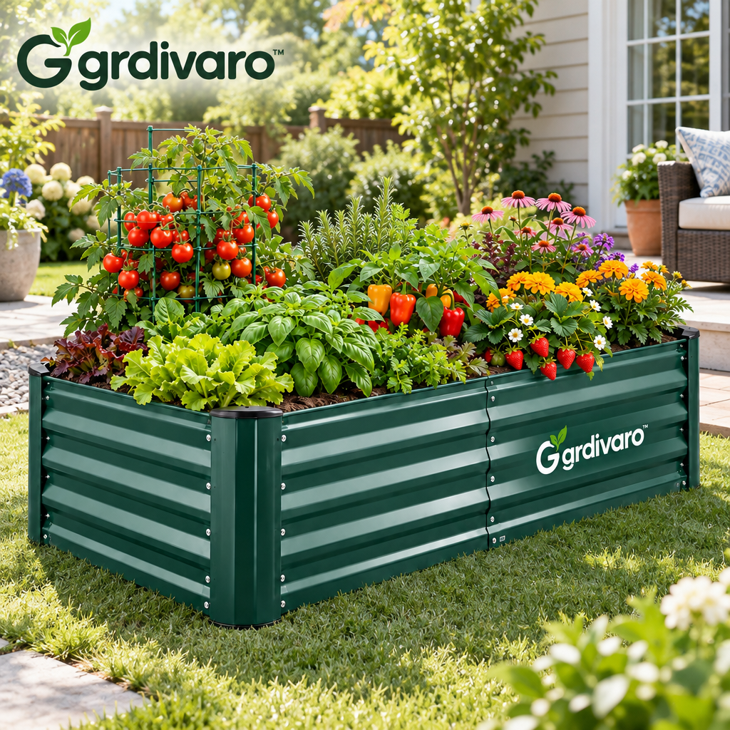 Gardivaro™ Raised Garden Bed - garden lifestyle and features