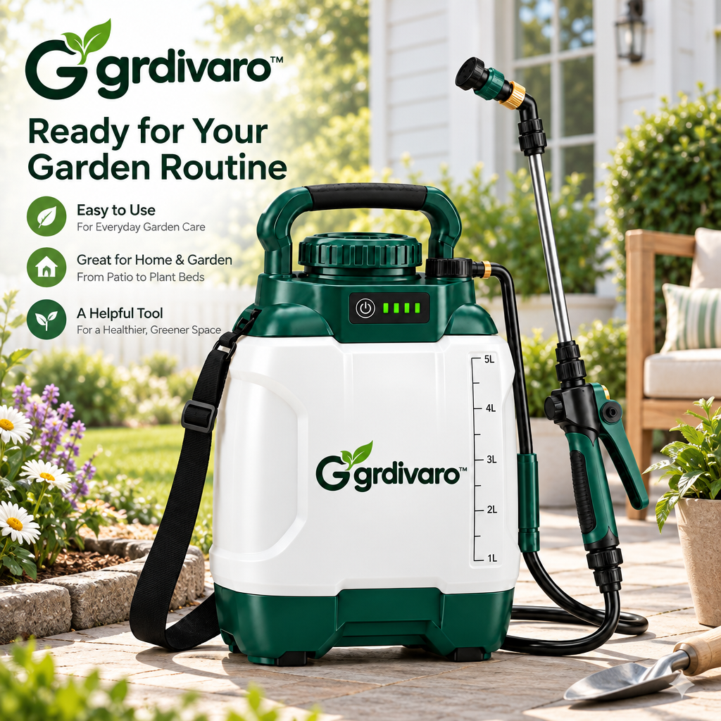 Gardivaro™ Rechargeable Garden Sprayer - garden lifestyle and features
