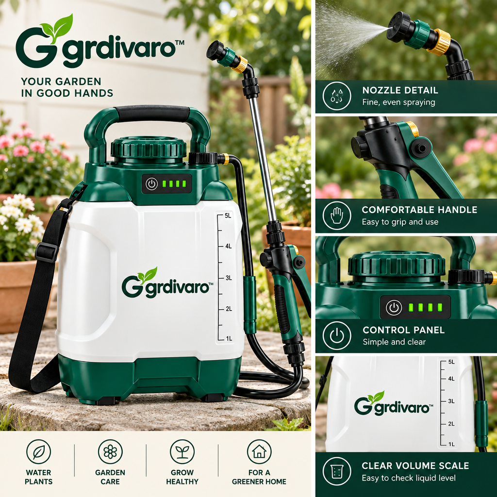Gardivaro™ Rechargeable Garden Sprayer - garden lifestyle and features