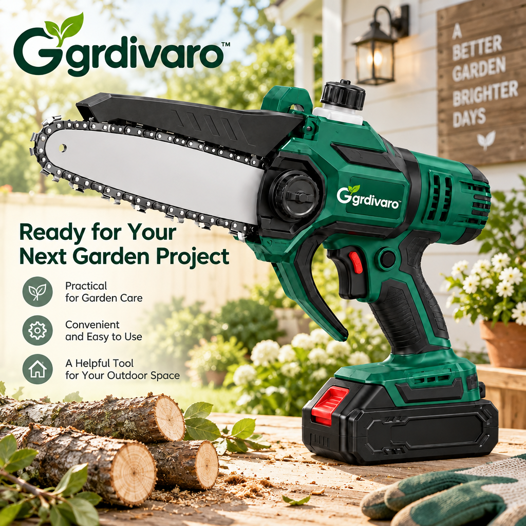 Gardivaro™ Cordless Mini Pruning Chainsaw - garden lifestyle and features