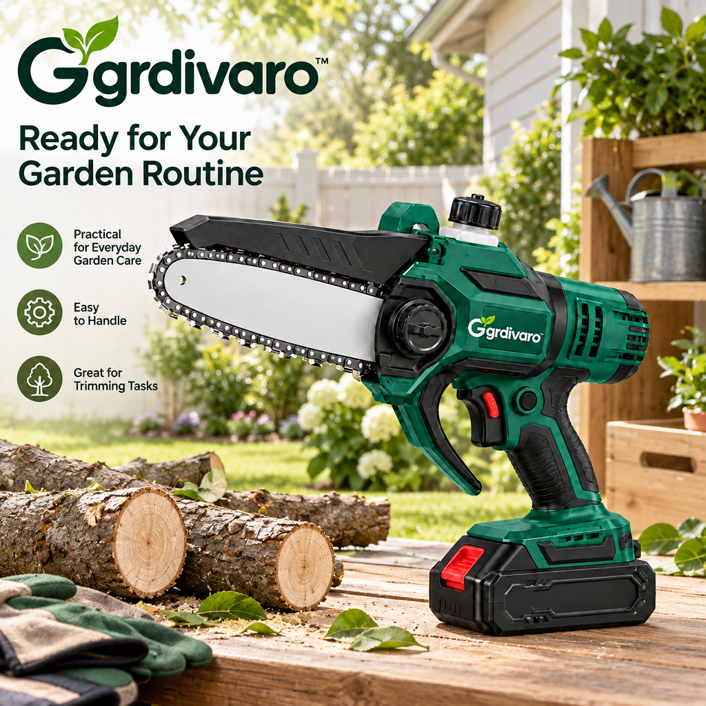 Gardivaro™ Cordless Mini Pruning Chainsaw - garden lifestyle and features