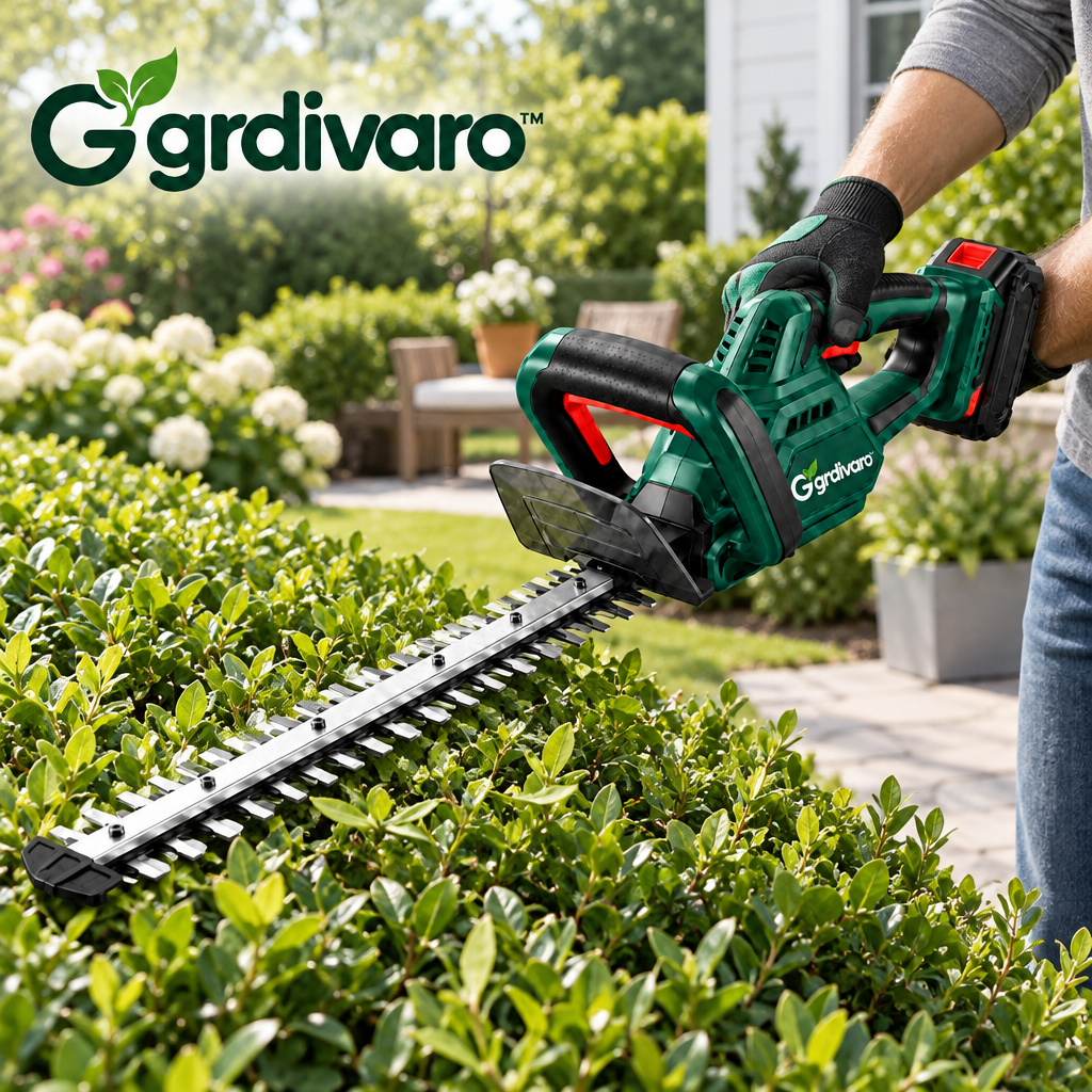 Gardivaro™ Cordless Hedge Trimmer - garden lifestyle and features