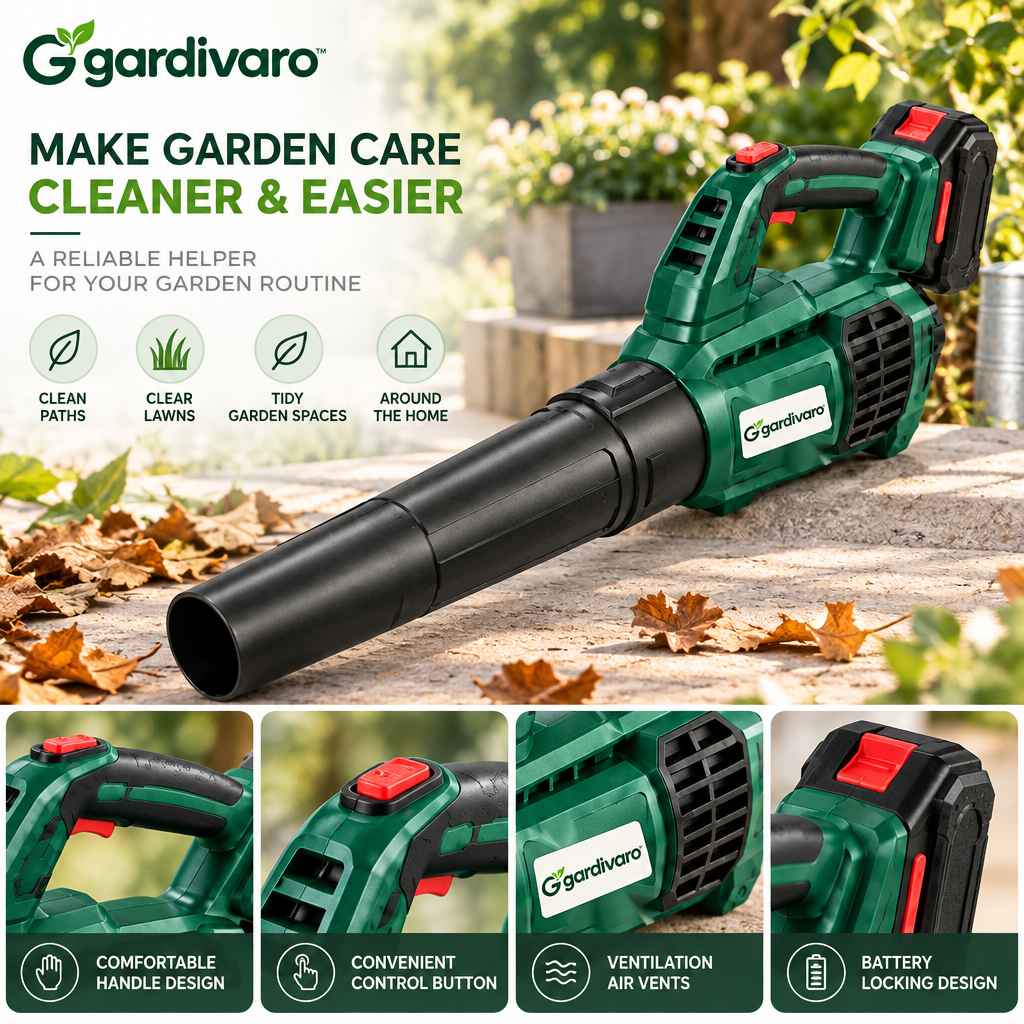 Gardivaro™ Cordless Leaf Blower - garden lifestyle and features